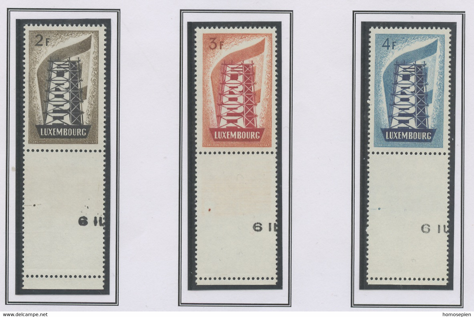 Europa CEPT 1956 Luxembourg - Luxemburg Y&T N°514 à 516 - Michel N°555 à 557 *** - Avec Vignette - 1956