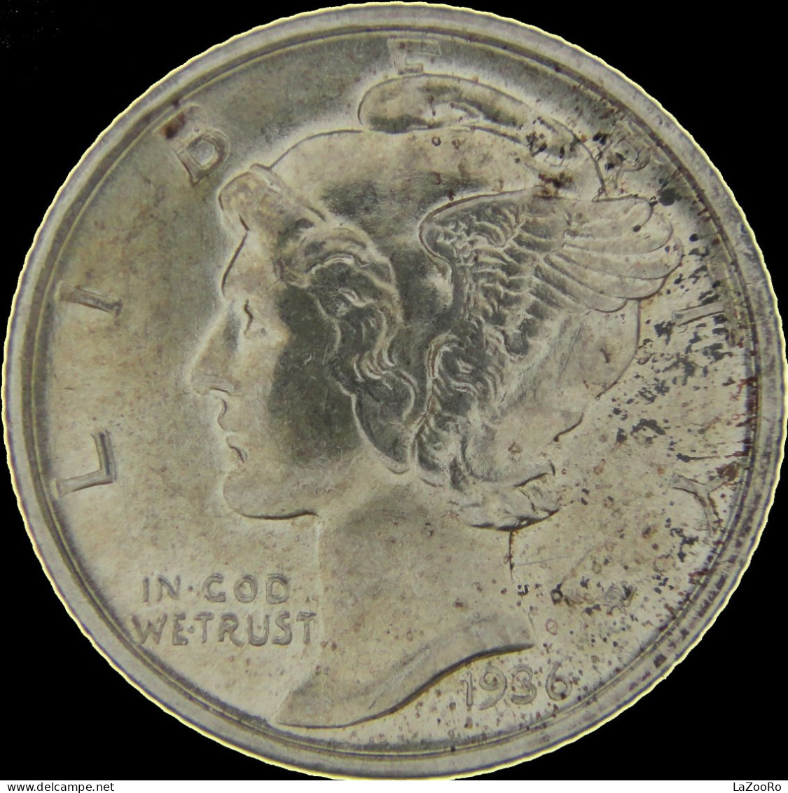 LaZooRo: United States 10 Cent 1 Dime 1936 D UNC  Doubling - Silver - 1916-1945: Mercury (Mercure)