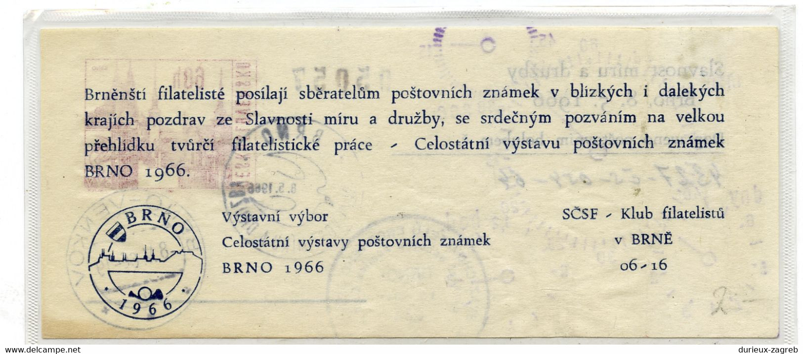 Czechoslovakia Pigeon Post Postal Stationery Letter Posted By Pigeon Brno 1966 B230205 - Aerograms