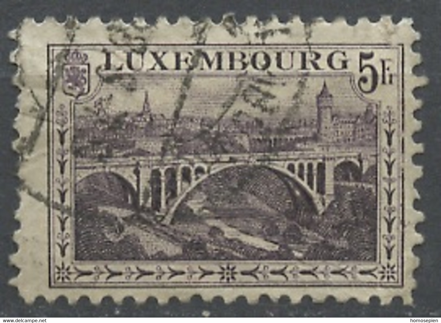 Luxembourg - Luxemburg 1921-22 Y&T N°134 - Michel N°136 (o) - 5f Pont Adolphe à Luxembourg - 1921-27 Charlotte Front Side