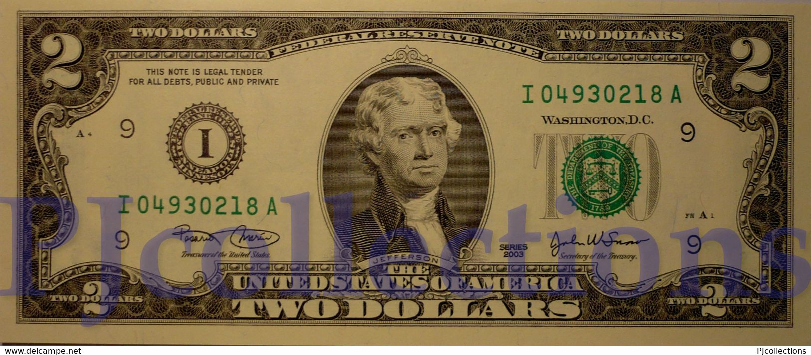 UNITED STATES OF AMERICA 2 DOLLARS 2003 PICK 516a PREFIX "I" UNC - Billetes De La Reserva Federal (1928-...)