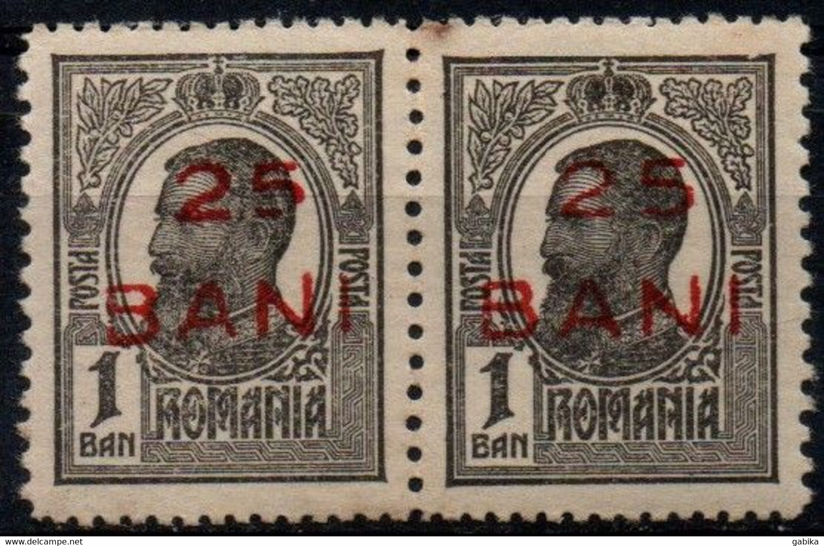 Romania 1918, Scott 240, MNH, Overprint, Pair, King Charles / Carol - Nuevos