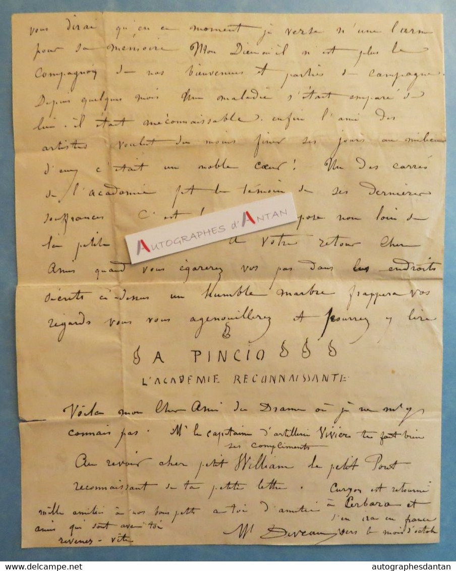 ● L.A.S 1842 Louis DUVEAU Peintre & Illustrateur Né à Saint Malo - à William Bouguereau ? Rome - Lettre - Schilders & Beeldhouwers