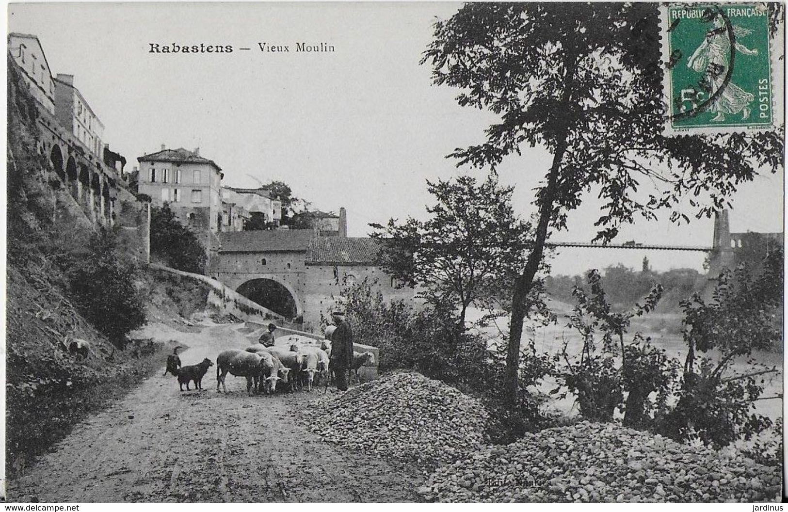 L'ISLE SUR TARN :Vieux Moulin - Le Berger Et Son Troupeau ( 1911) - Lisle Sur Tarn