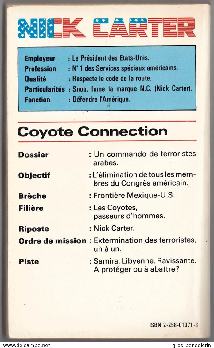 Espionnage - Nick Carter N°1 - "Coyote Connection" - 1982 - Presses De La Cité