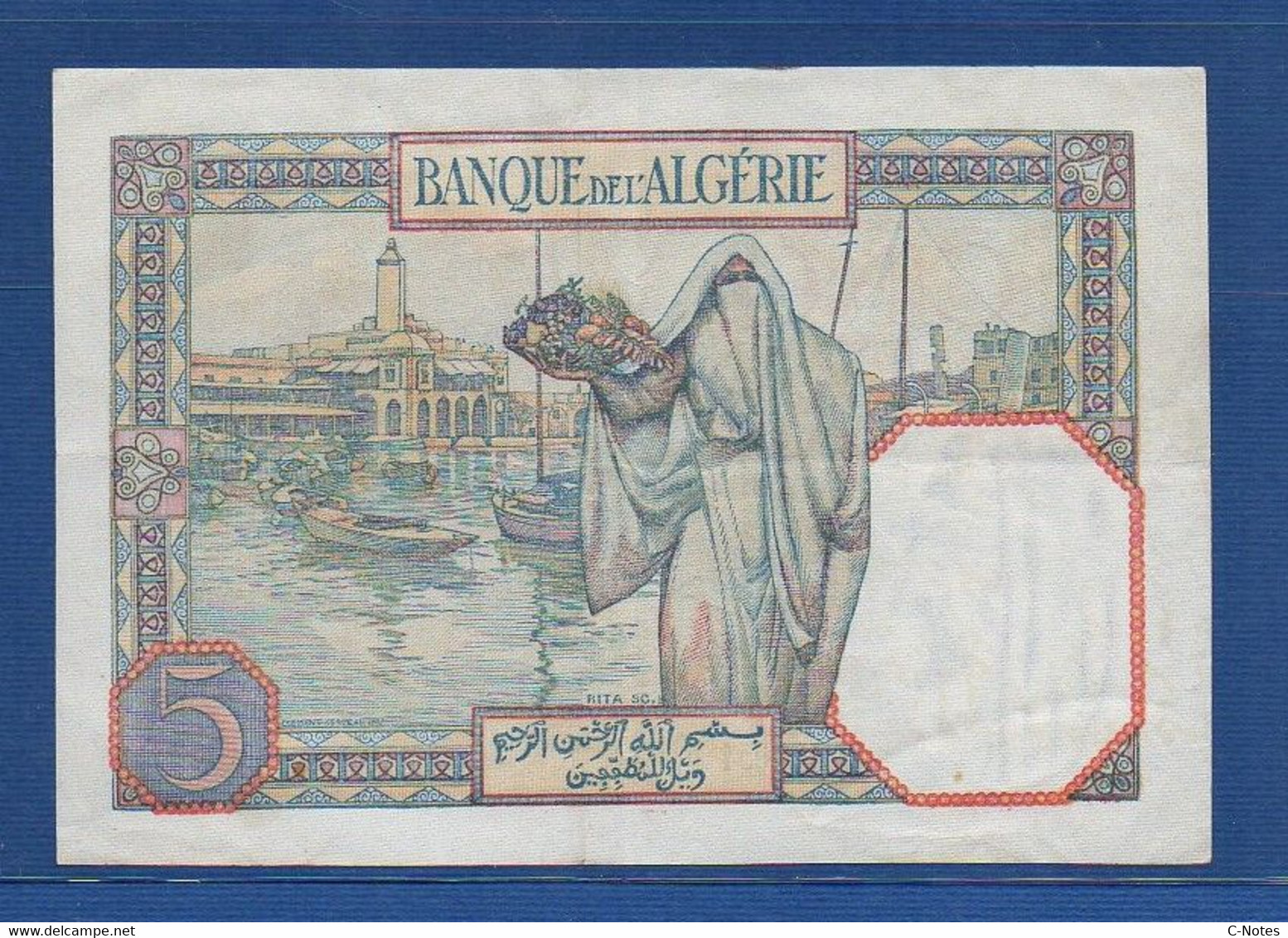 ALGERIA - P. 77b – 5 Francs 21.3.1941 VF+,  Serie U.5034 018 - Algérie