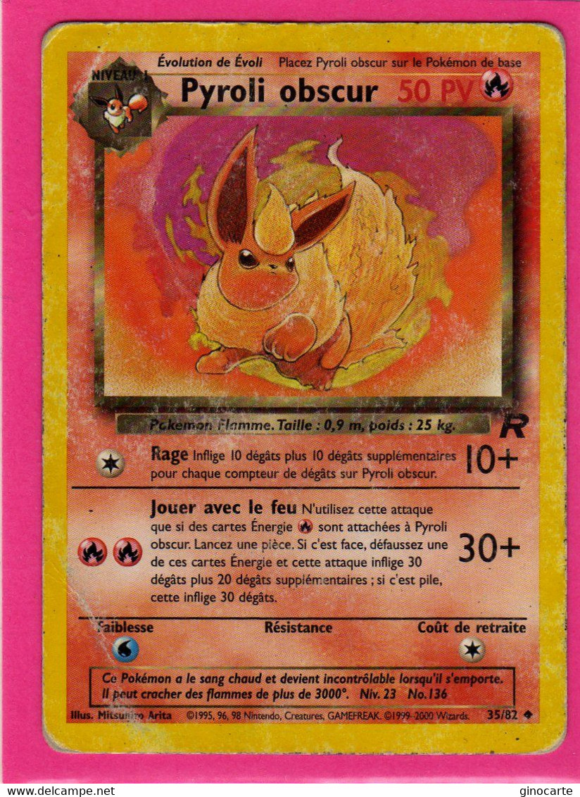 Carte Pokemon Francaise 1995 Wizards Team Rocket 35/82 Pyroli Obscur 50 Pv En L'etat Un Pli - Wizards