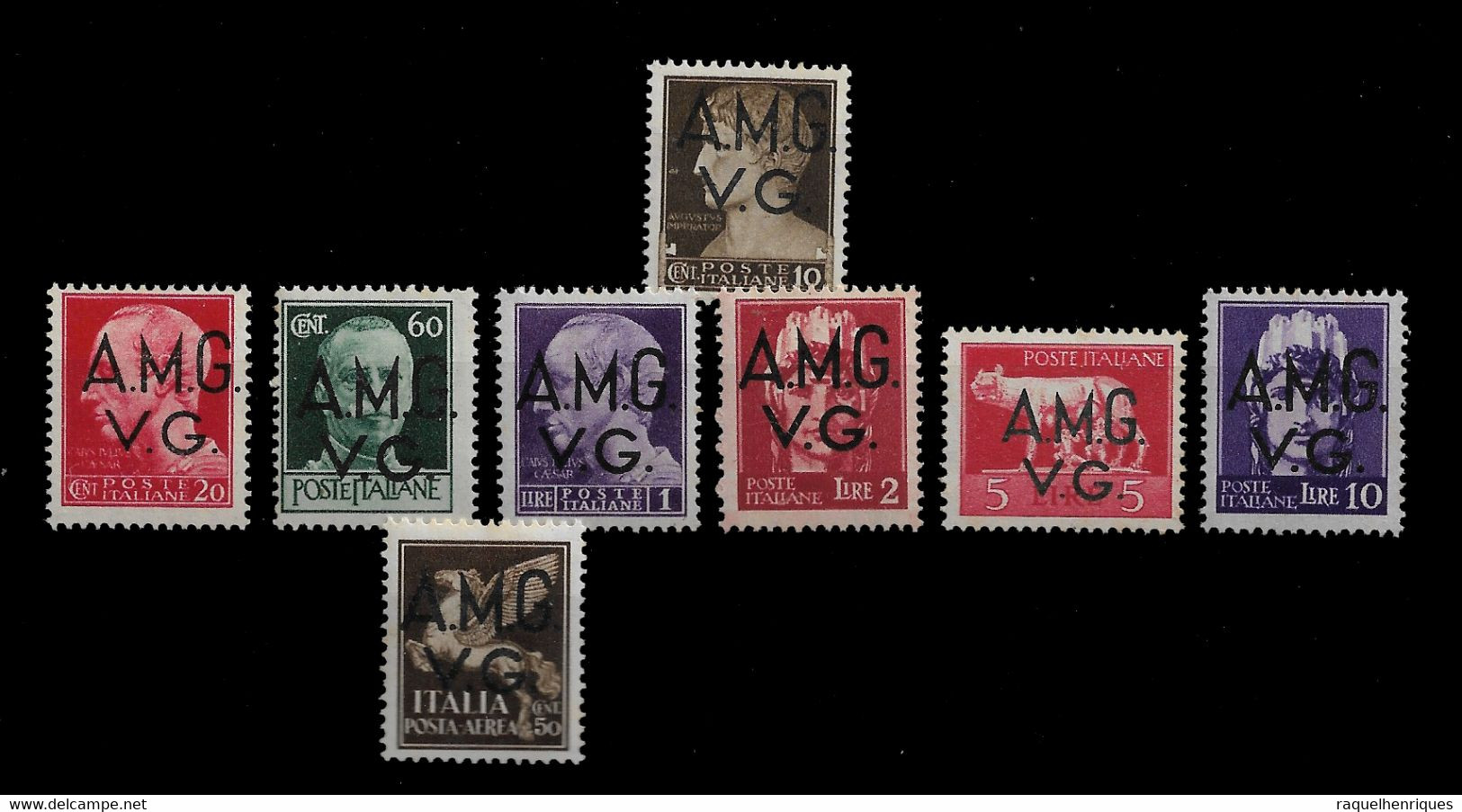 ITALY STAMPS - 1945 Italian Postage Stamps Overprinted "A.M.G.V.G." (BA5#350) - Britisch-am. Bes. Neapel