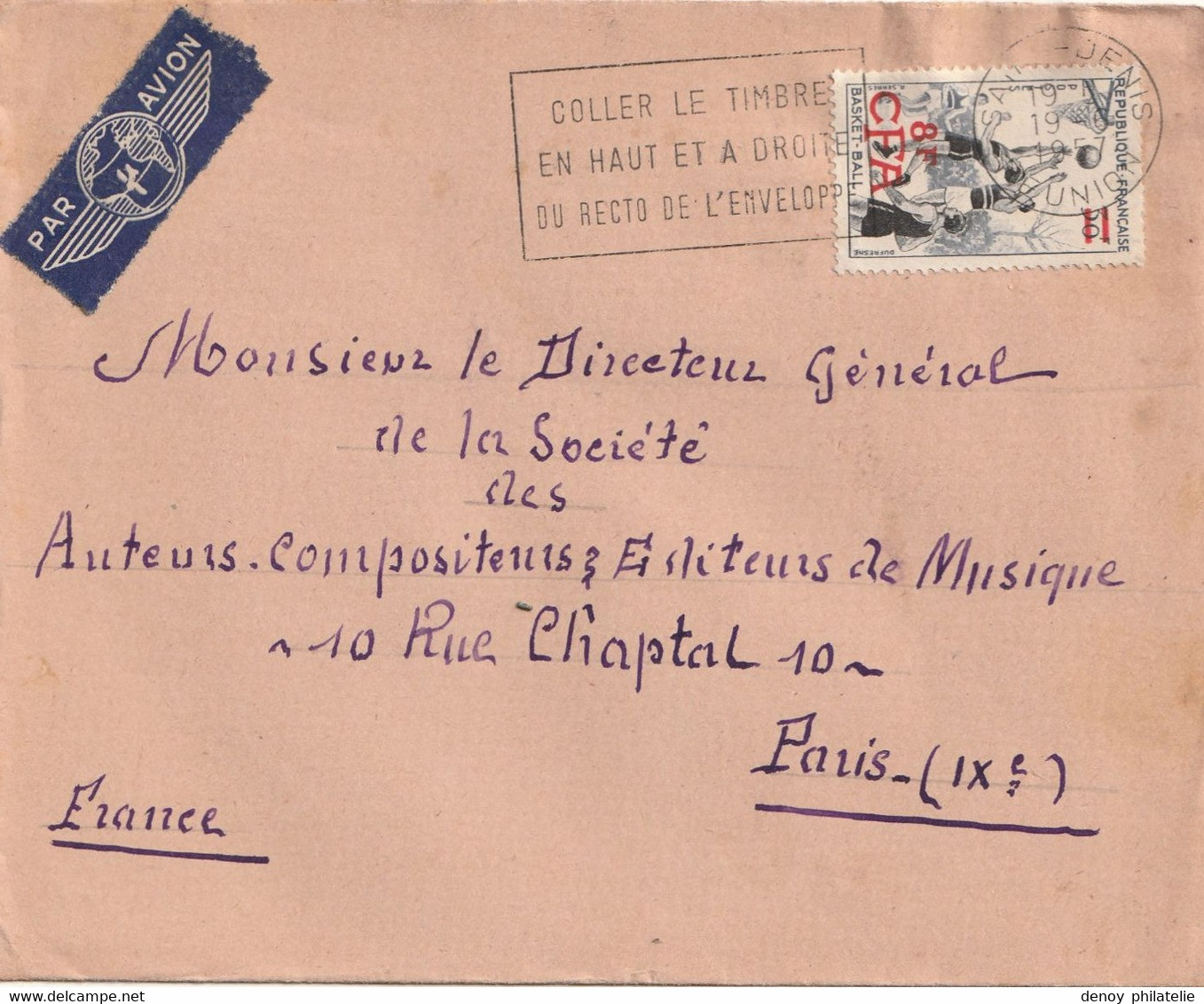 Lettre Recommandé De Saint Denis 1957 - Briefe U. Dokumente