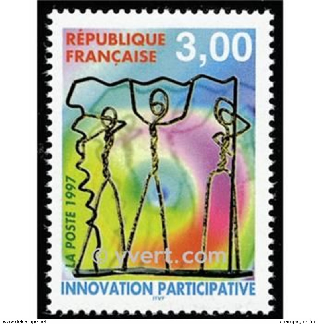 VARIETES FRANCE 1997  N° 3043 OBLITERE 30.6.97 CONTOUR DECALER BLANC / LAMPE U.V. / SCANNE 4 PAS A VENDRE - Used Stamps