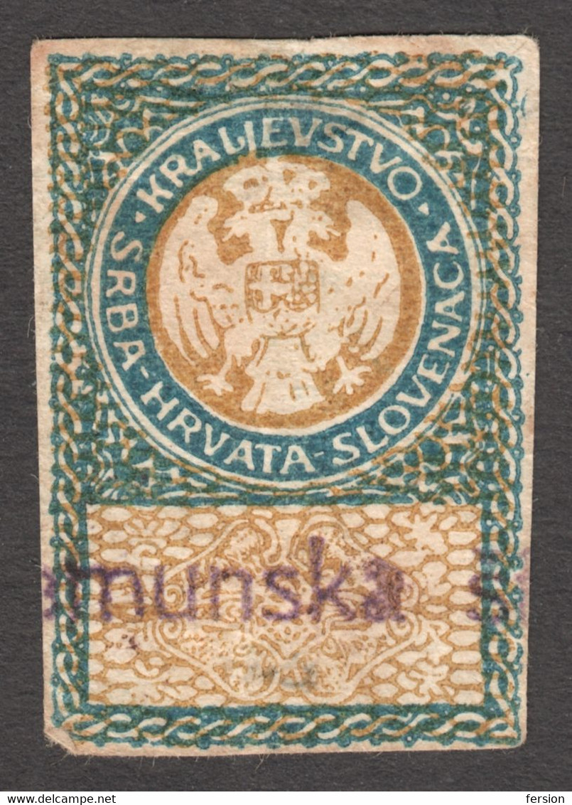 1919 1918 SHS / Yugoslavia Croatia Serbia / HUNGARY KuK Occupation - BANKNOTE Money Fiscal Revenue Tax Stamp CUT - Servizio