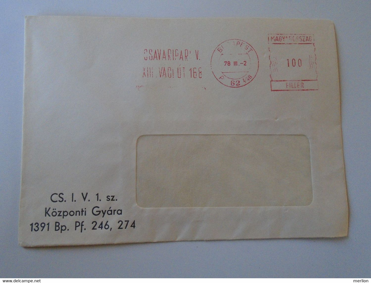 D193832  Hungary  Cover -EMA Red Meter Freistempel 1978  Csavaripari Vállalat Budapest - Automatenmarken [ATM]