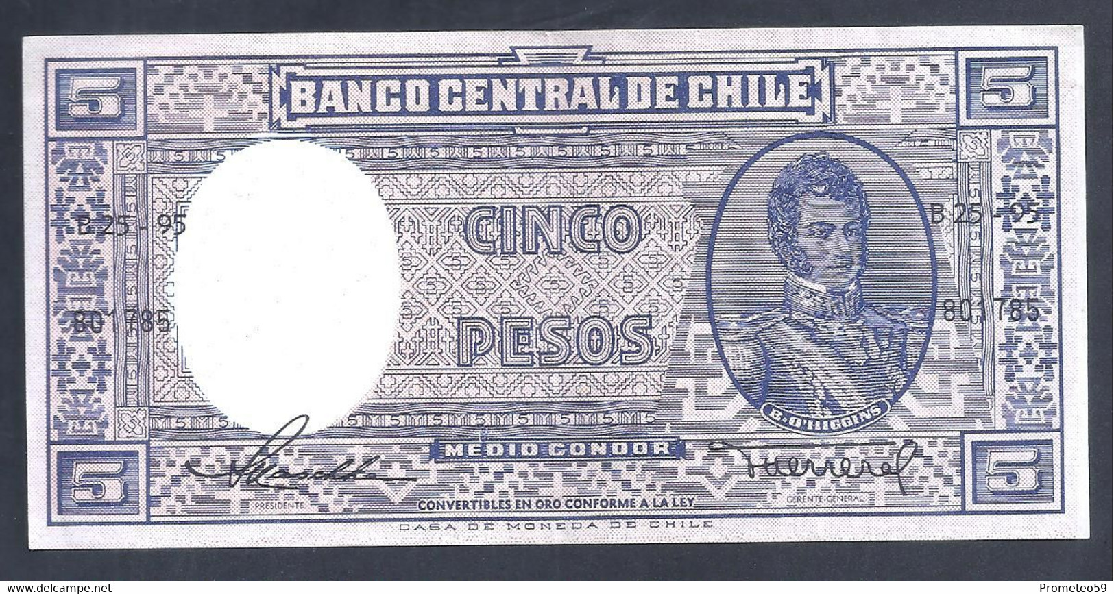 Chile – Billete Banknote De 5 Pesos / ½ Escudo - Chile