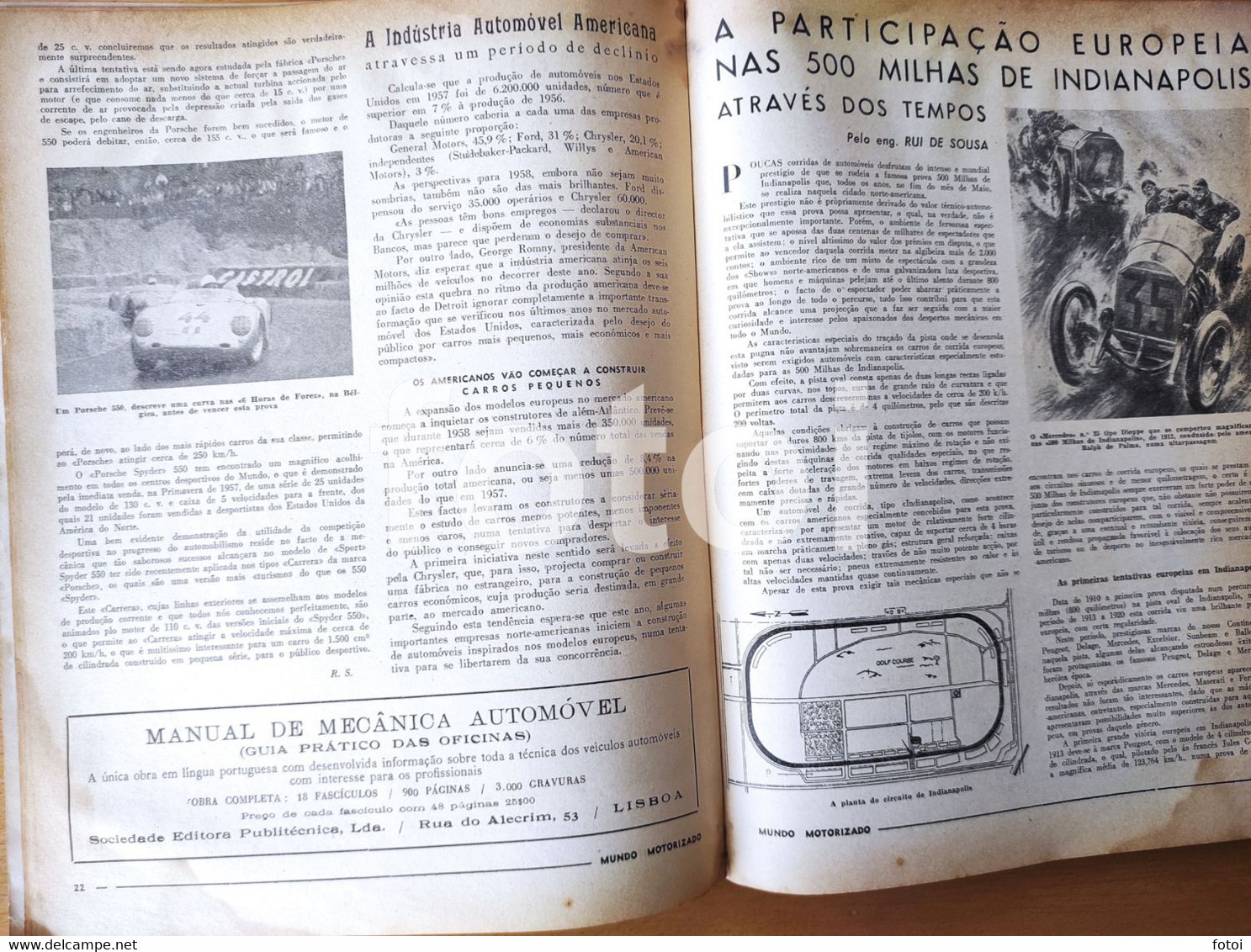 1958 MERCEDES BENZ 220S COVER MUNDO MOTORIZADO MAGAZINE PORSCHE 550 SPYDER