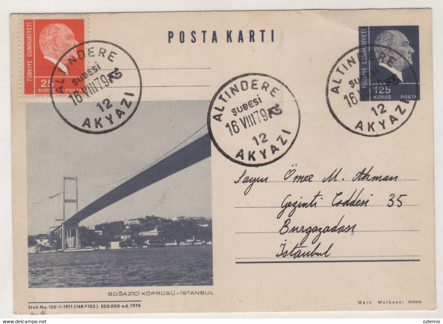 TURKEY,TURKEI,TURQUIE ,WITH VIEW FROM, BOGAZICI ,BRIDGE,ISTANBUL, ,POSTCARD - Lettres & Documents