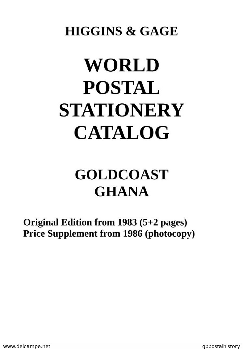 Higgins & Gage WORLD POSTAL STATIONERY CATALOG GOLD COAST & GHANA (PDF-File) - Sonstige & Ohne Zuordnung
