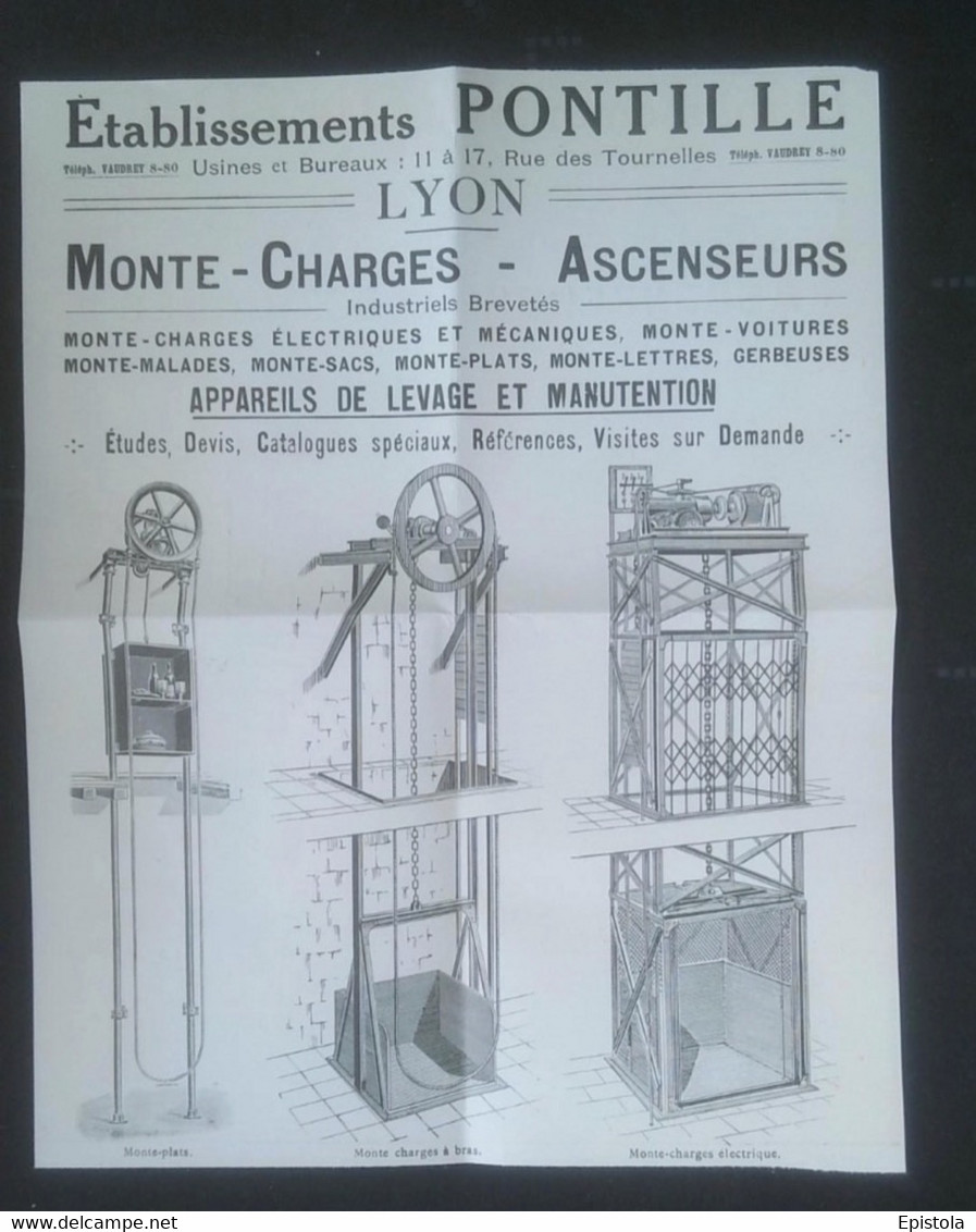 ► 1925  PLAN Monte Charges Ets PONTILLE à Lyon   - Coupure De Presse Originale (Encadré Photo) - Machines