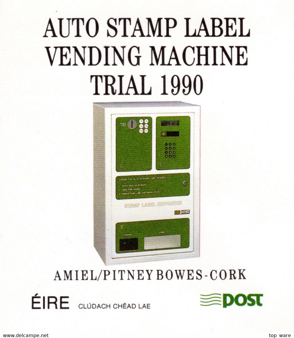 EIRE IRELAND ATM STAMPS / VENDING MACHINE TRIAL 1990 / TEN STAMPS EACH TYPE / Automatenmarken Distributeur - Franking Labels