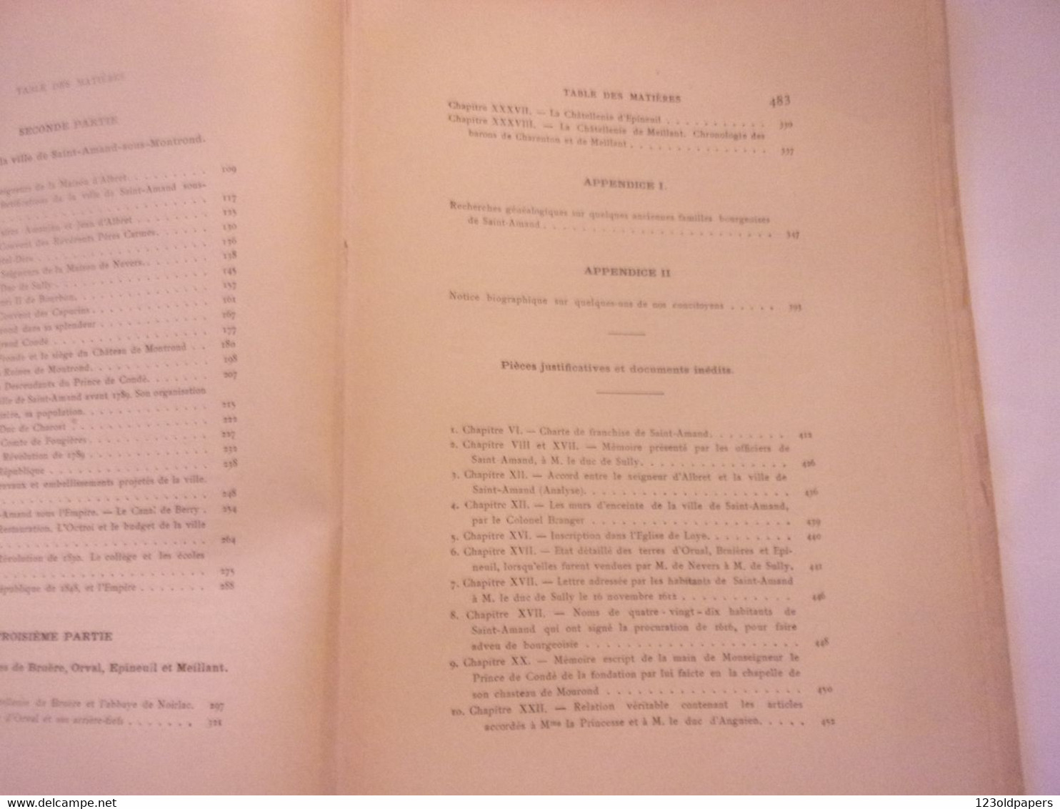 ♥️  BERRY 1895 Histoire des deux villes de Saint-Amand et du Château de Montrond. MALLARD  MONOGRAPHIE