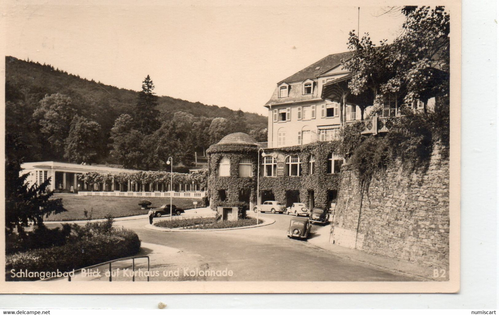 Schlangnenbad Blick Auf Kurhous Und Kolonnade Voitures - Schlangenbad