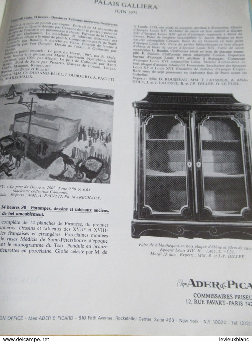 Vente aux enchères /Hôtel DROUOT Palais Galliera/ Vente publique/ ADER-PICARD/Mai-Juin1971                        CAT294