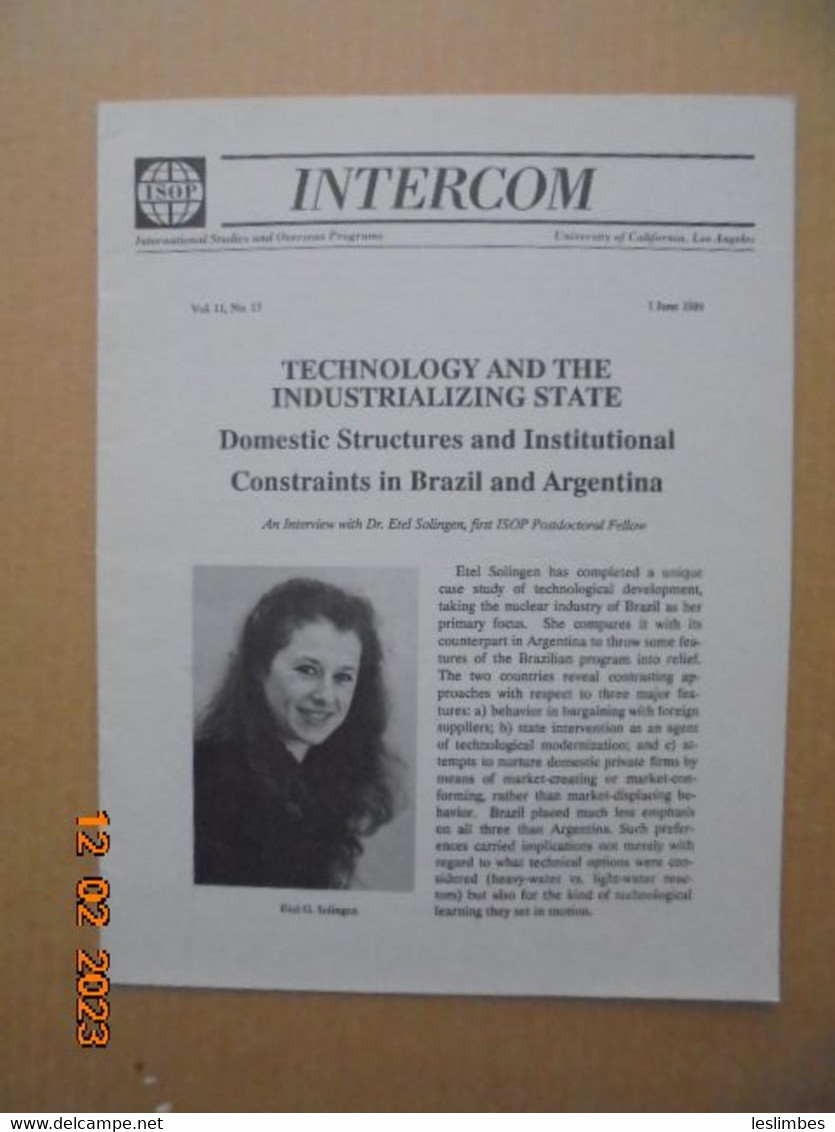 ISOP Intercom Vol. 11, No.17 (1 June 1989) International Studies And Overseas Programs, UCLA - Südamerika