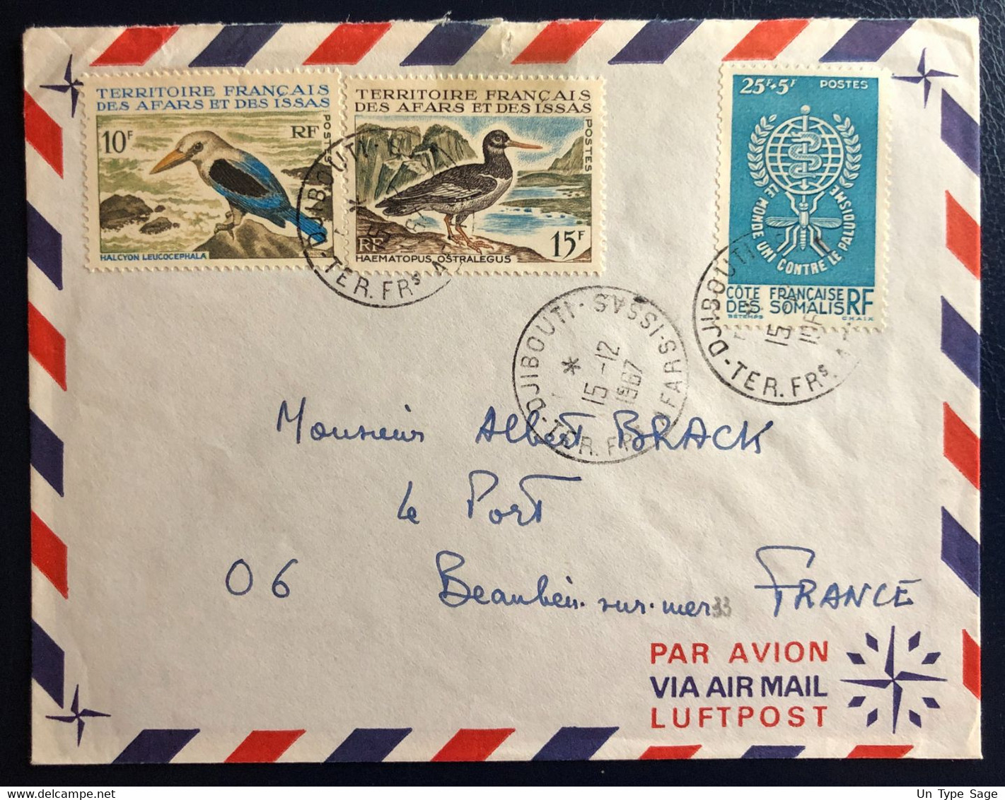 Afars Et Issas, Divers (Affranchissement Mixte) Sur Enveloppe De Djibouti 15.12.1967 Pour La France - (W1533) - Lettres & Documents