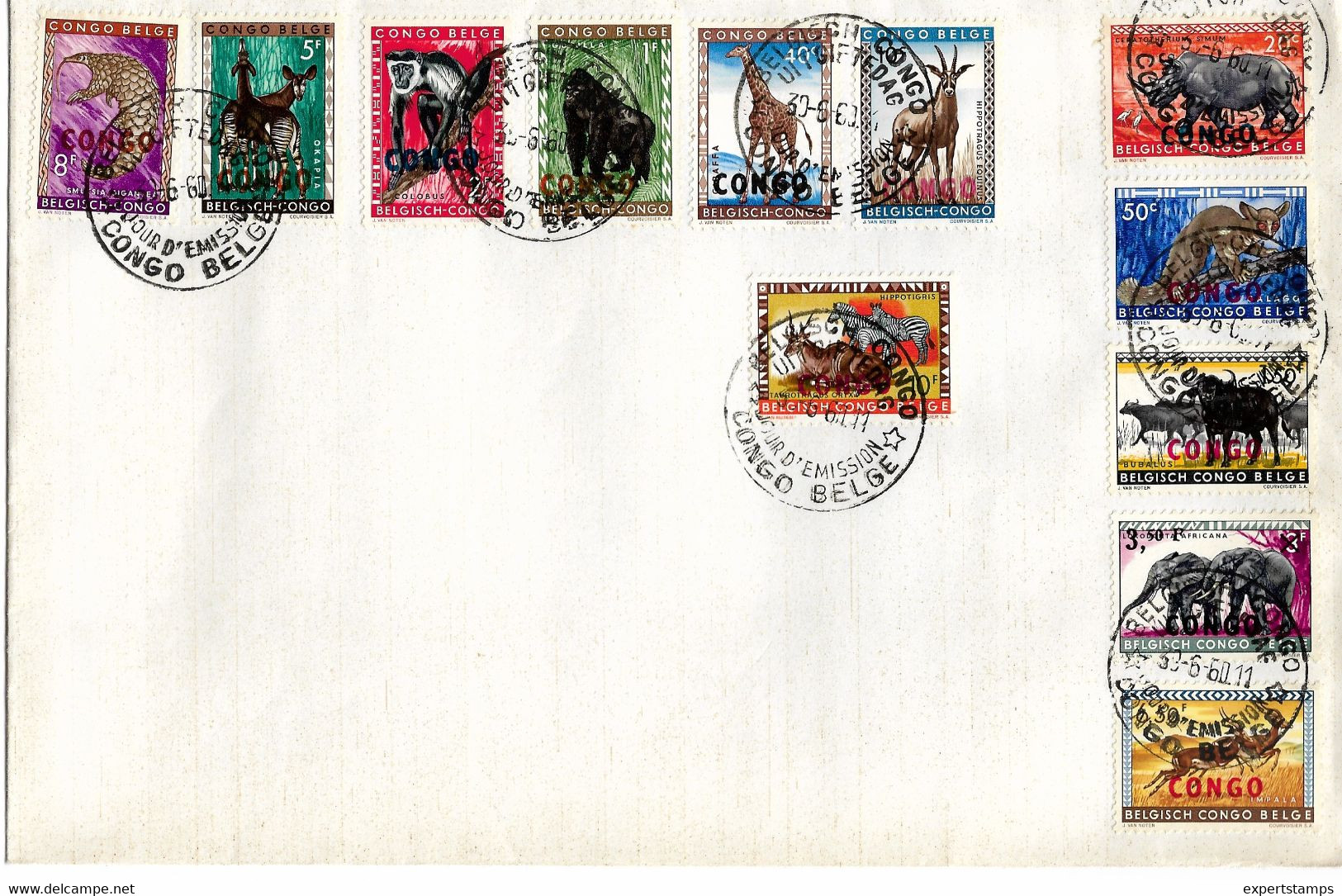 PM238/ FDC TP 372/411 1er Jour D'émission Obl. Belgisch Congo Belge 30/6/60 - Storia Postale