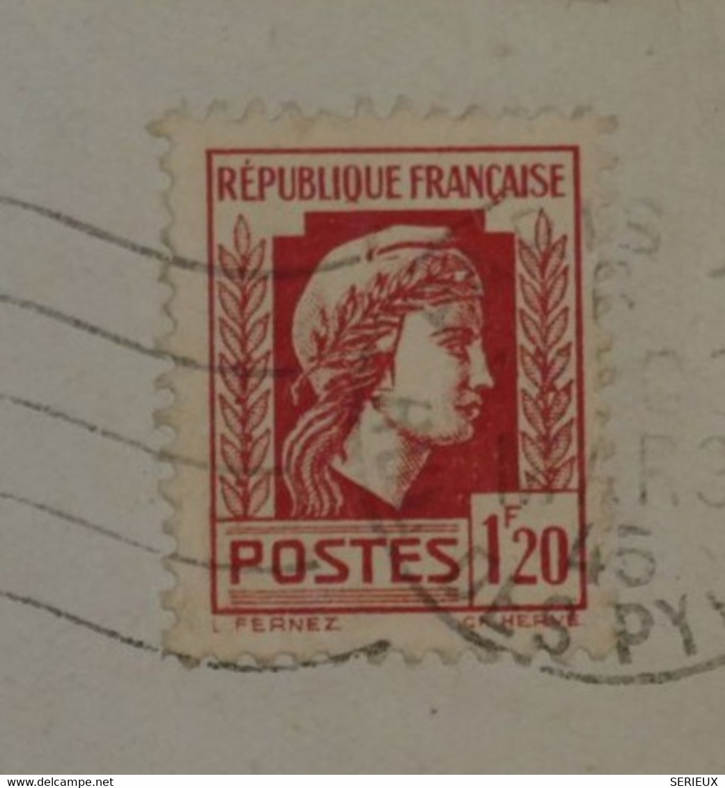 BO3 FRANCE   BELLE CARTE  1945 PAR  FALLOU +MARIANE D ALGER  N°638 SEUL ++AFFRANC. PLAISANT+ + - 1944 Coq Et Marianne D'Alger