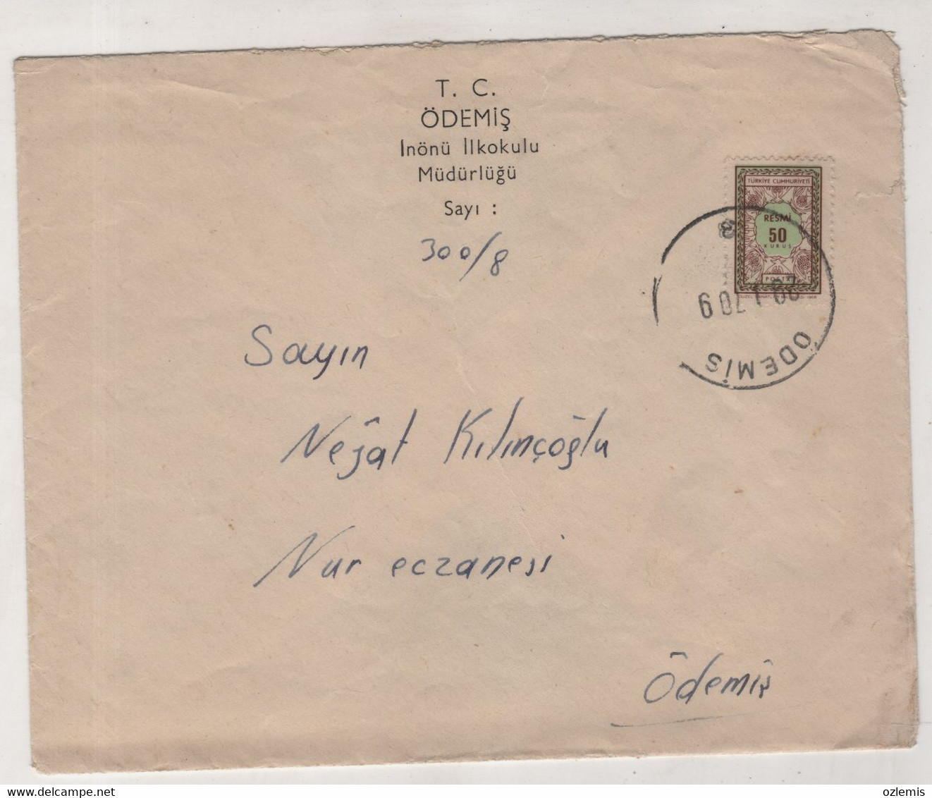 TURKEY,TURKEI,TURQUIE ,IZMIR ,ODEMIS ,SCHOOL COVER ,1970 - Briefe U. Dokumente