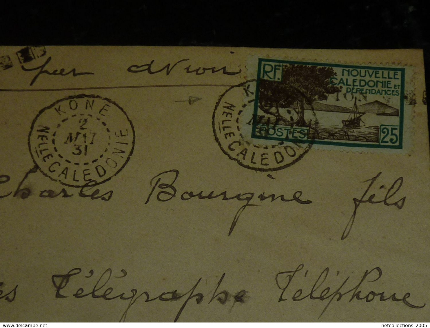 ENVELOPPE DE NOUVELLE CALEDONIE ET DEPENDANCES SURCHARGE " PAR AVION " 1931 De KONE à NOUMEA - LETTRE....(02/23) - Cartas & Documentos