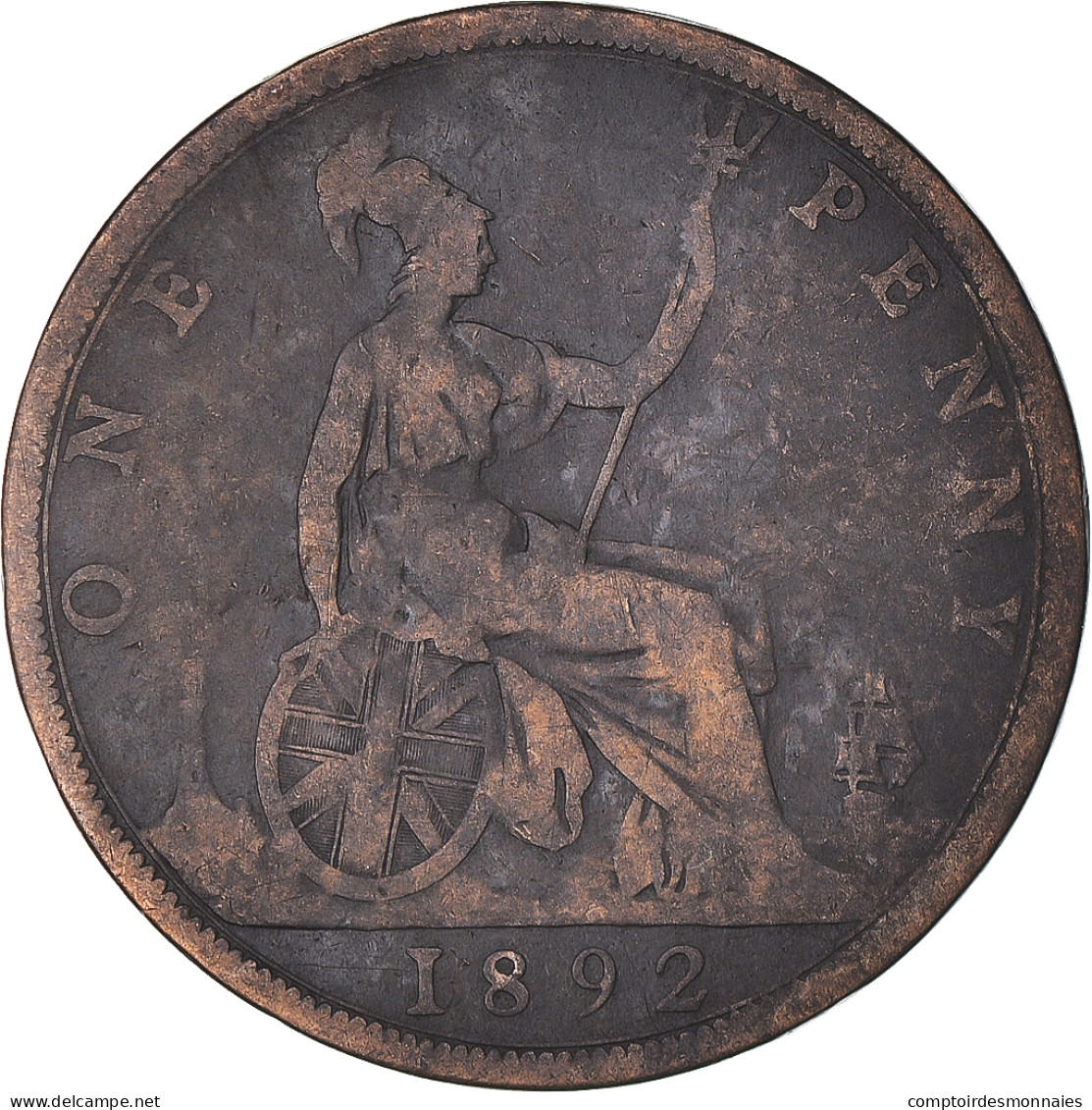 Monnaie, Grande-Bretagne, Victoria, Penny, 1892, B+, Bronze, KM:755 - D. 1 Penny