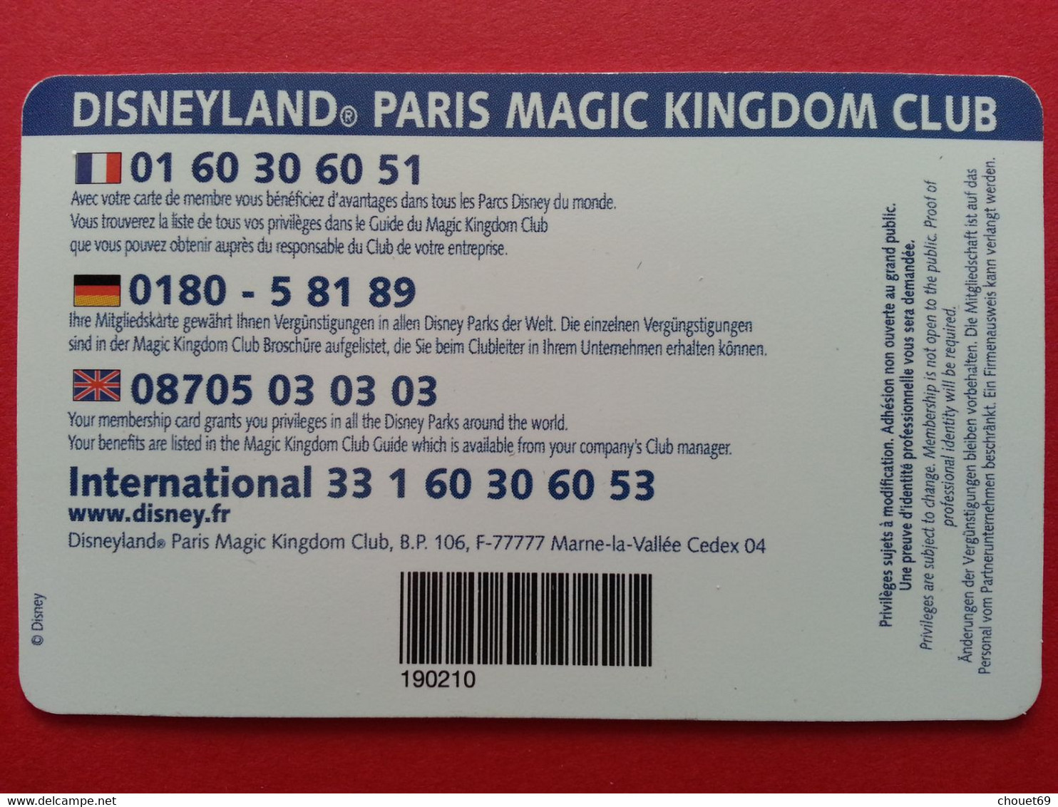 Disneyland Paris  - Magic Kingdom Club - Renault - 12/2001 EURO DISNEY (TB0322 - Disney Passports