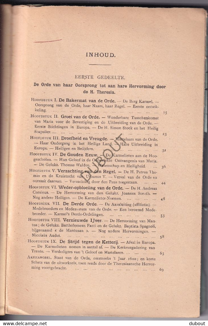 Karmelieten: Orde Onze Lieve Vrouw van den Berg Carmel - P. Andreas, vertaald door Priester Klep - 1914  (S288)