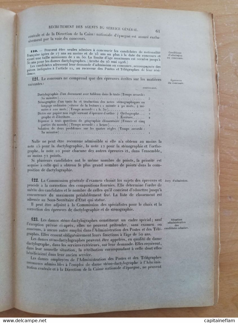 L41 -1922 Instruction Générale Des Postes Et Des Télégraphes   Fascicule IIB (personnel-recrutement) - Postal Administrations