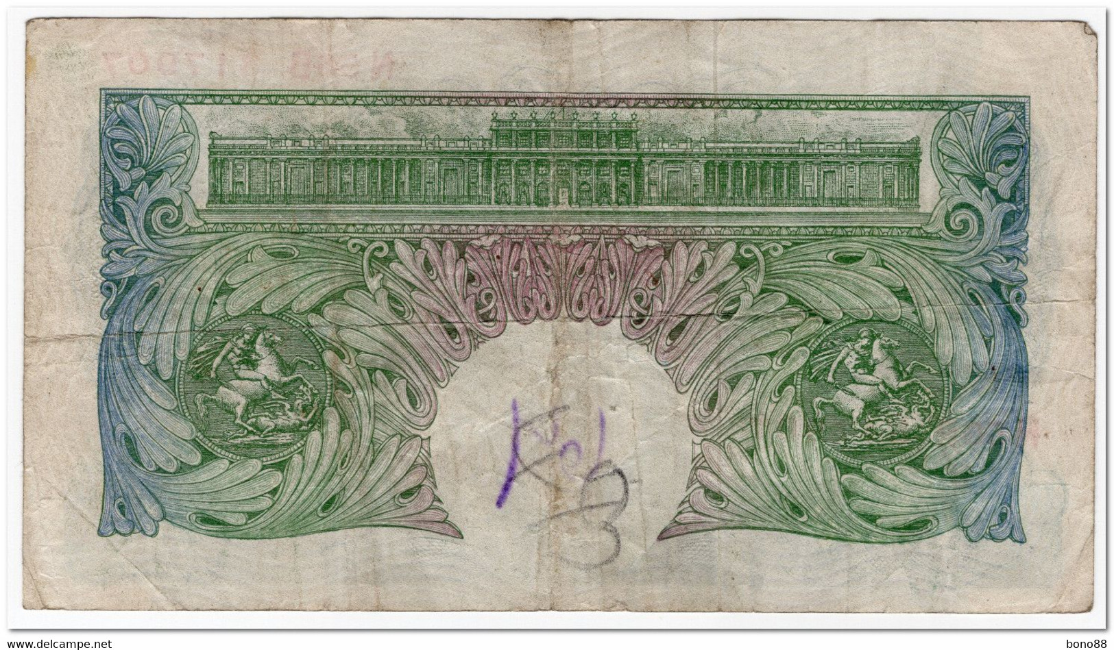 GREAT BRITAIN,1 POUND,1949-55,P.369b,FINE,2 PIN HOLES,GRAFFITI - 1 Pound