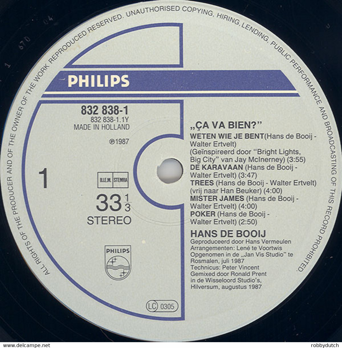 * LP *  HANS DE BOOY - CA VA BIEN? (Holland 1987 EX!!) (Hans De Booij) - Other - Dutch Music