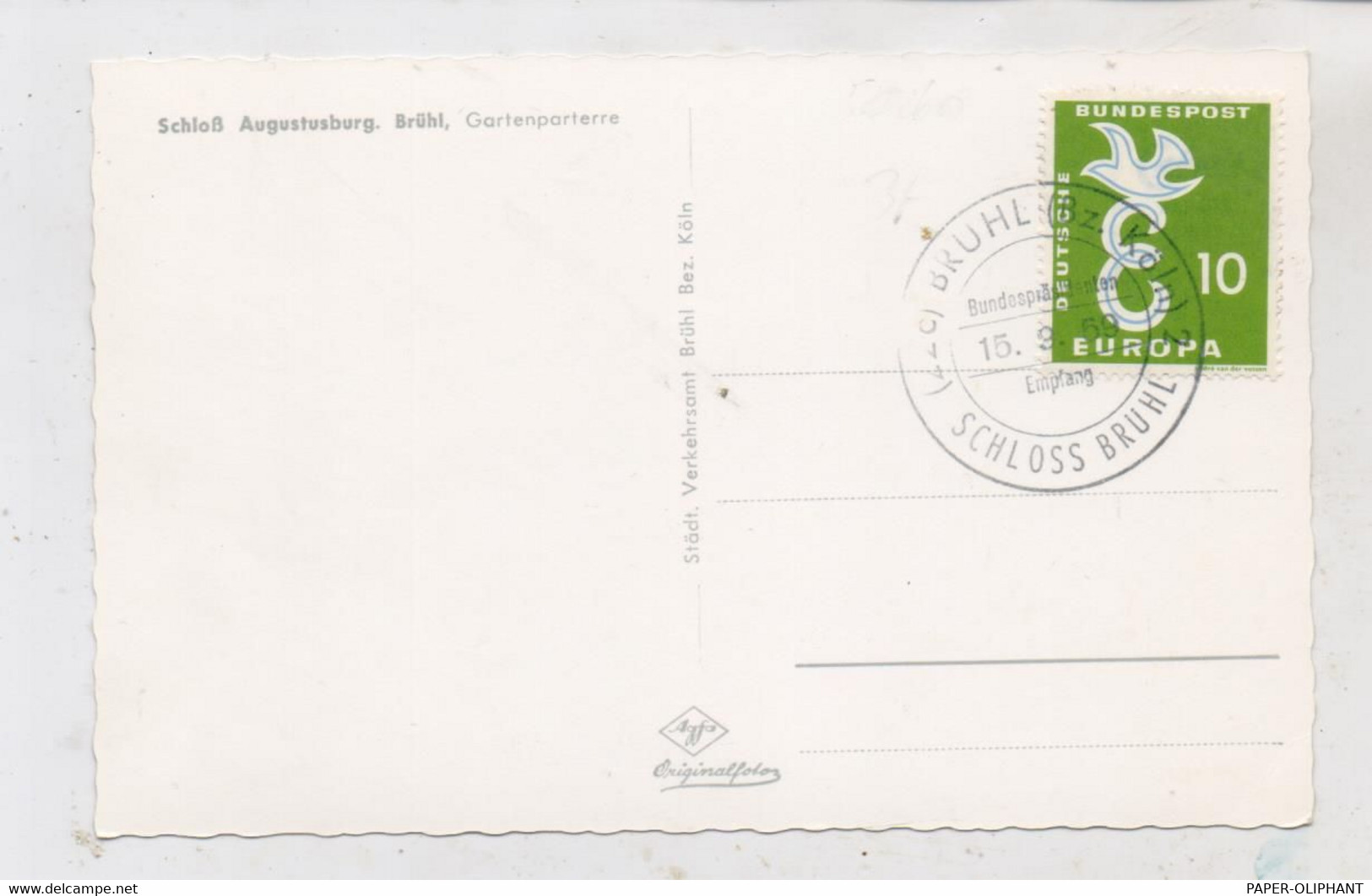 5040 BRÜHL, Schloß Brühl, Sonderstempel: Empfang Des Bundespräsidenten 15.9.1959 - Bruehl