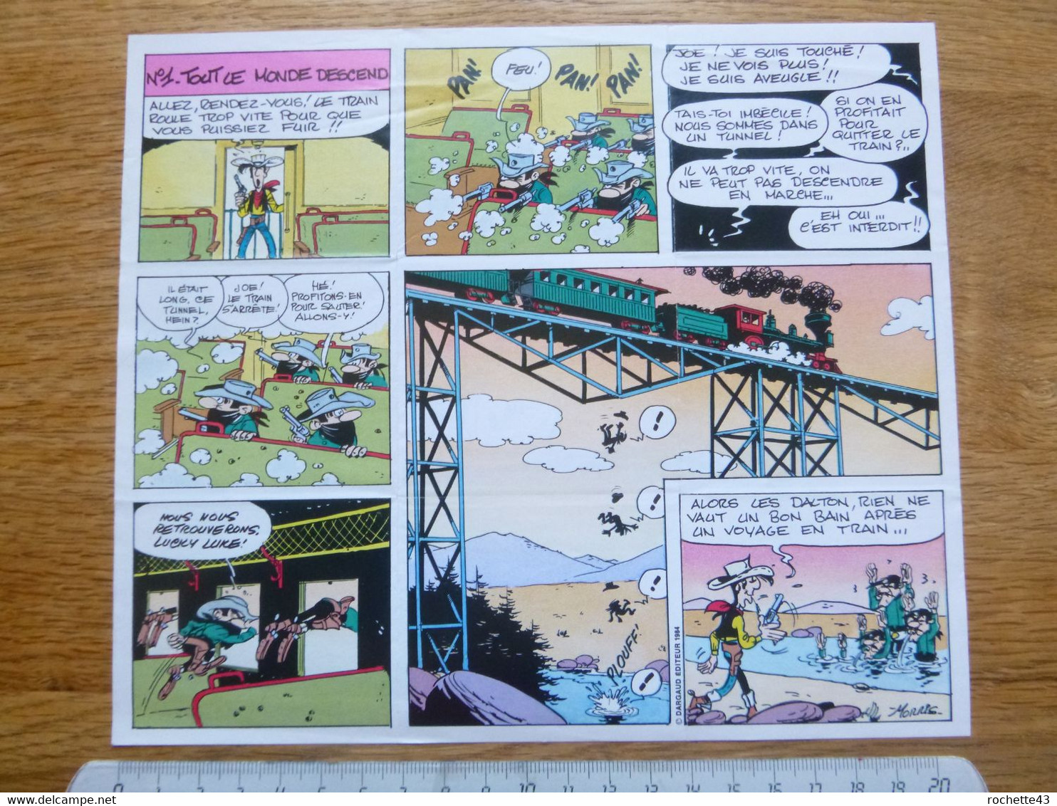 Poster LUCKY LUKE Publicite TONIMALT 1984 Document Original - Illustrateur MORRIS - N° 1 - Tout Le Monde Descend - Lucky Luke