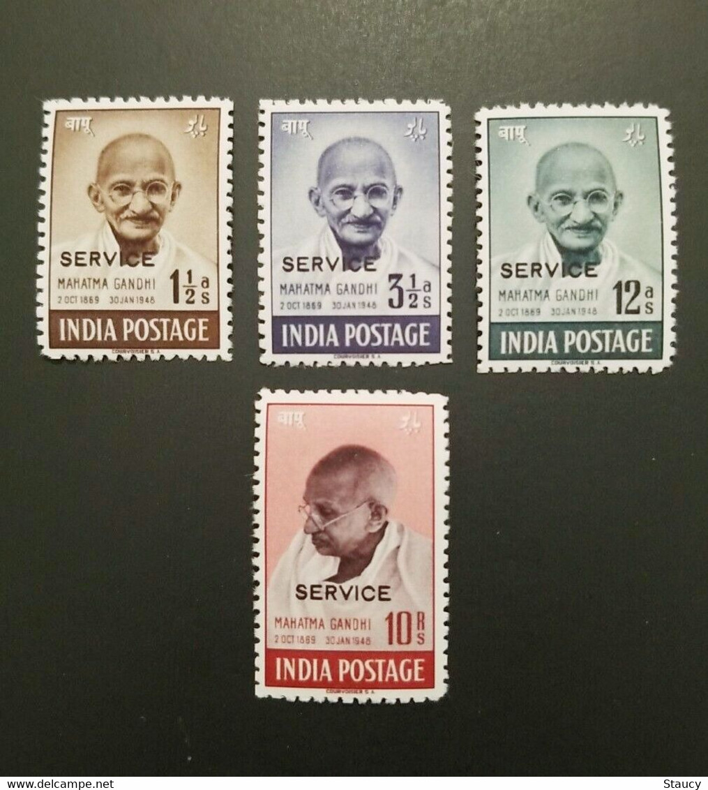 India 1948 Mahatma Gandhi Mourning Replica 4v SET "Service" Overprint (SGO150a - SGO150d) With MARGINS MINT As Per Scan - Unused Stamps