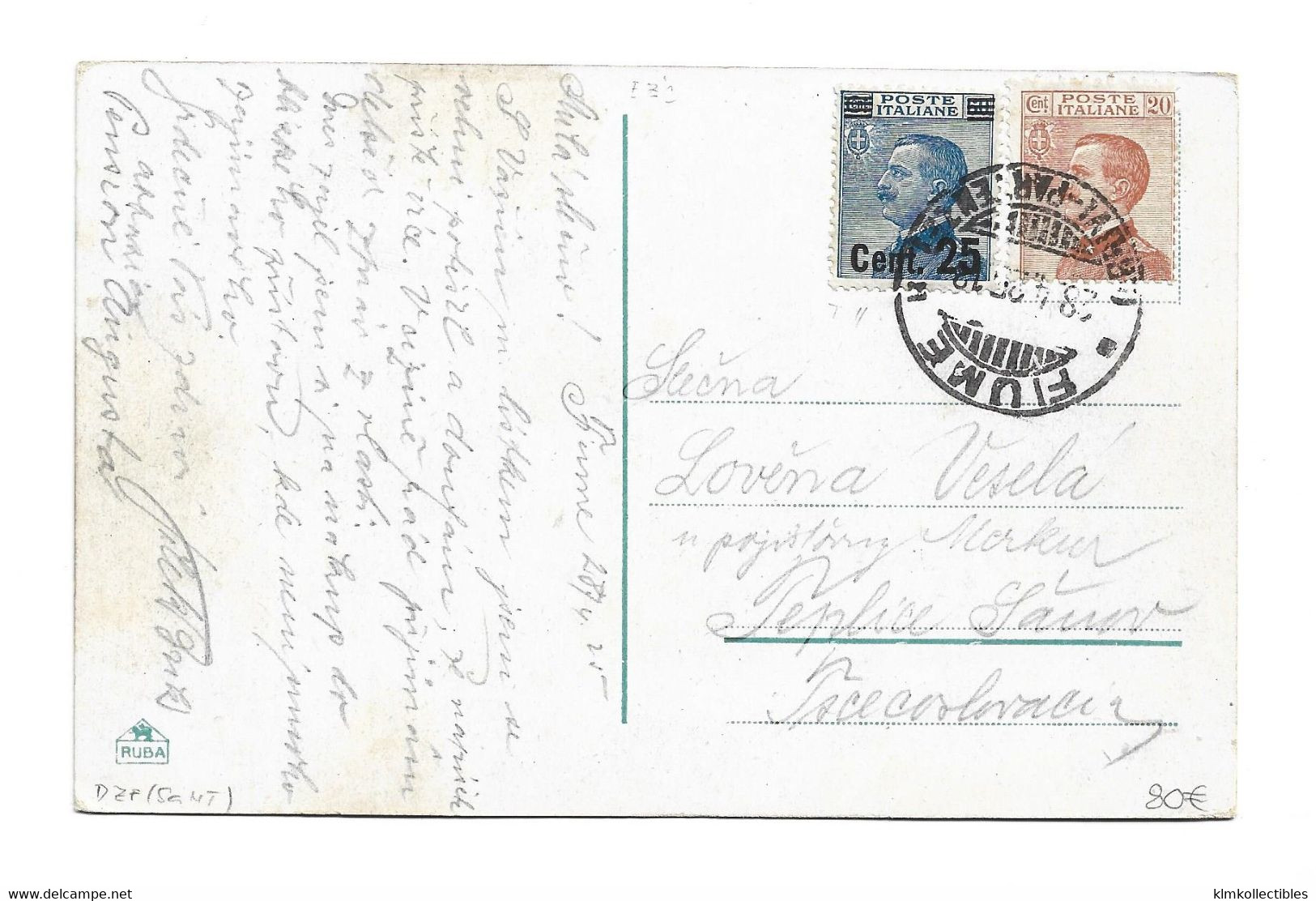 ITALY ITALIA - 1925 FIUME - 25C ON 60C OVERPRINT + 20C CANCELED FIUME ARIVI-PARTENZA - Fiume & Kupa