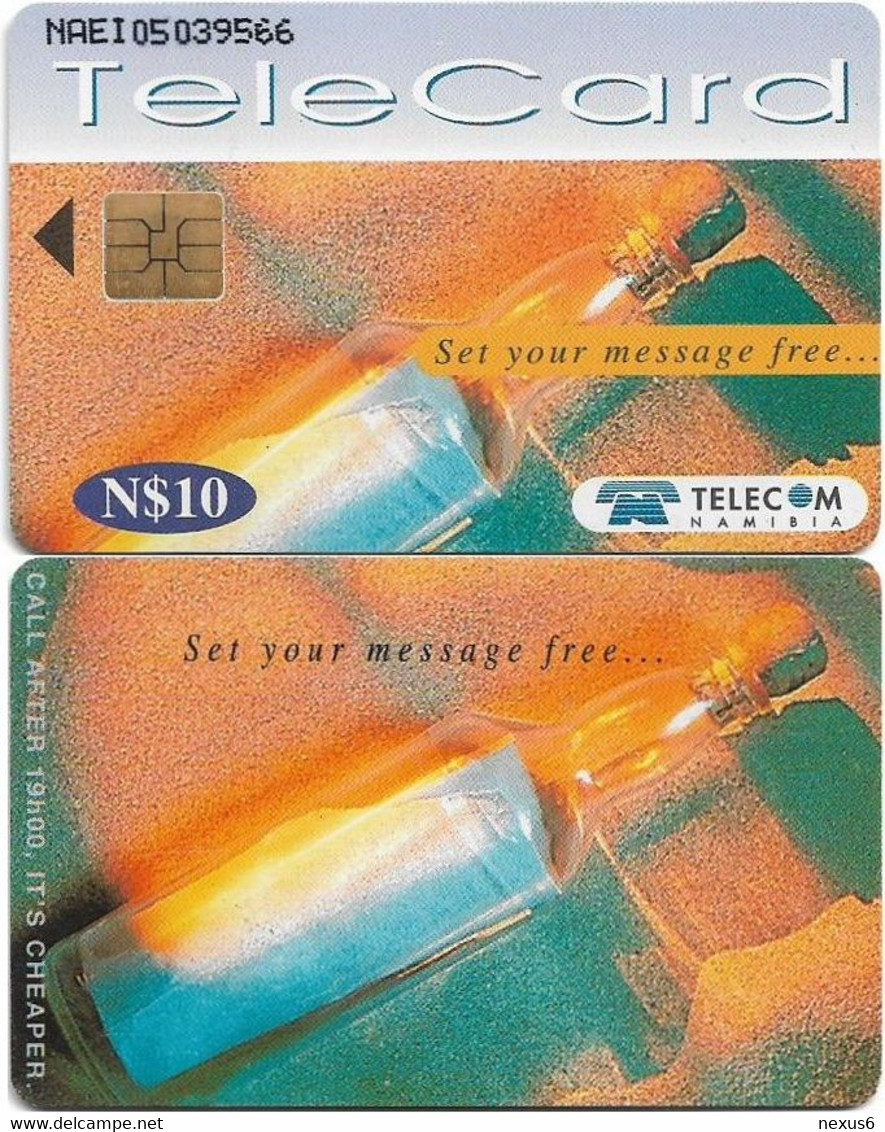 Namibia - Telecom Namibia - Set Your Message Free - Message In A Bottle, Solaic, 10$, 100.000ex, Used - Namibia