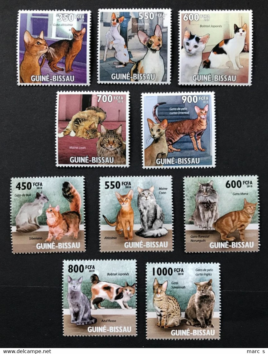 GUINEE BISSAU 2010 - NEUF**/MNH - LUXE - 2 Série Complètes Mi 4575 / 4579 + 4773 + 4777 - CHATS CATS - Other & Unclassified