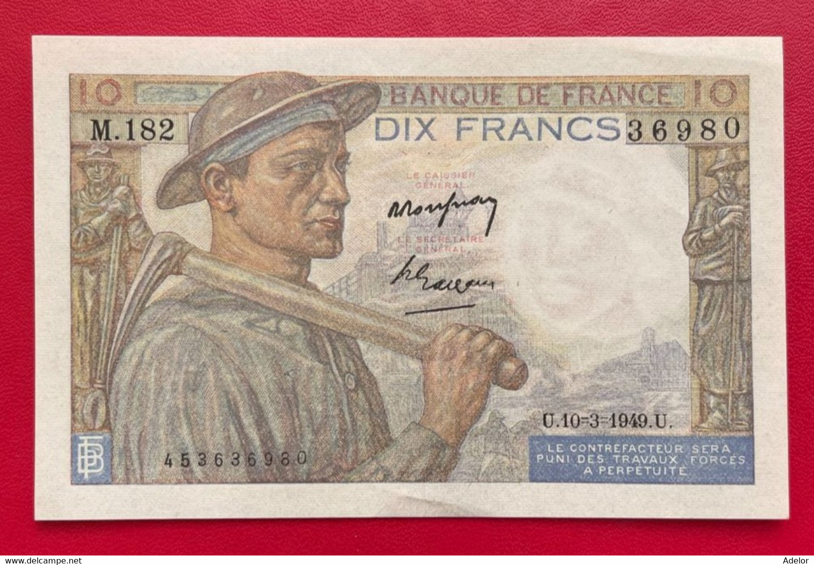 Beau Billet De 10 Francs Mineur Type 1941. U.10=3=1949.U. Etat SUP - 10 F 1941-1949 ''Mineur''