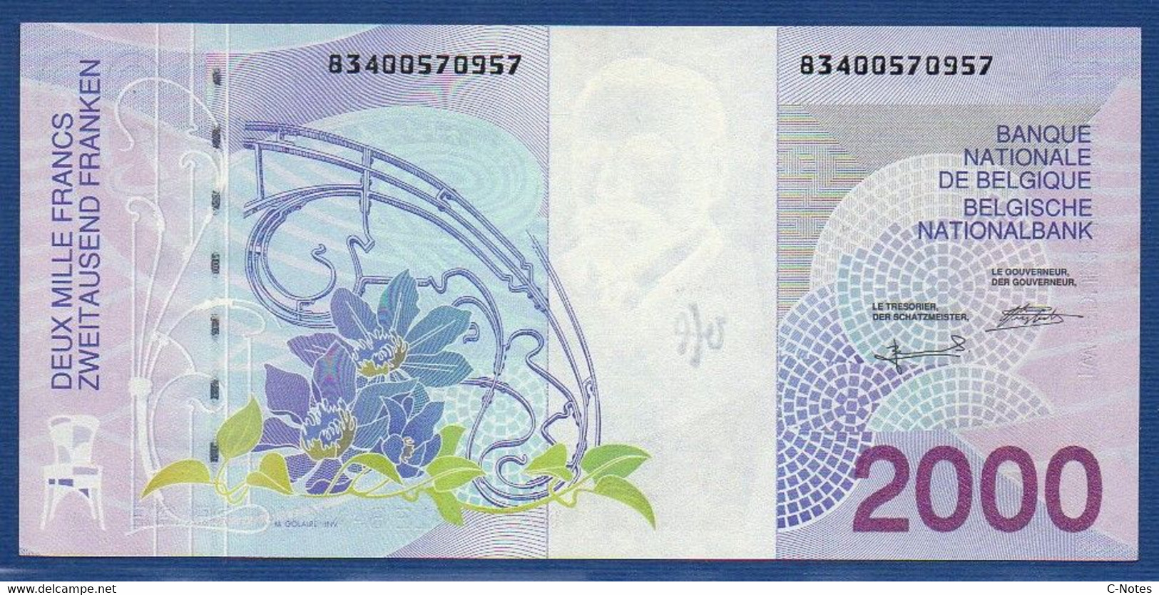 BELGIUM - P.151 - 2000 Francs ND (1994-2001) UNC, Serie 83400570957 - 2000 Francs