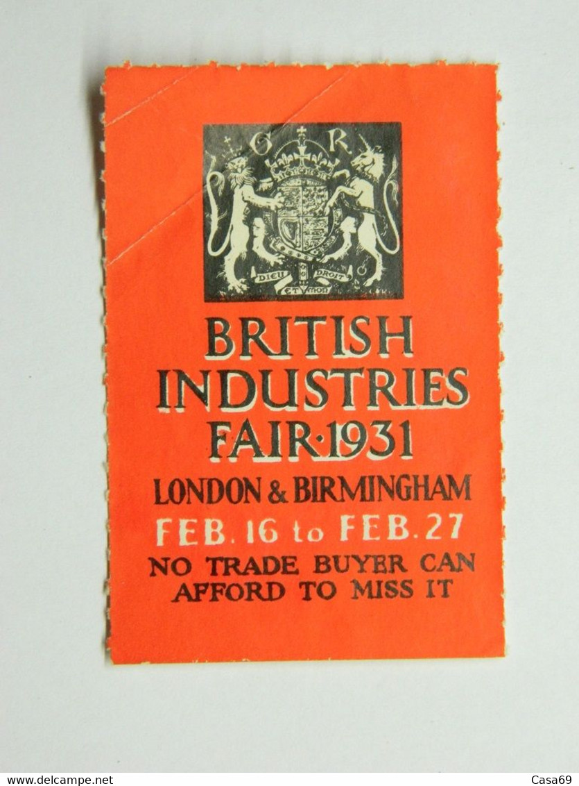 Cinderella Poster Stamp Vignette British Industries Fair 1931 London & Birmingham - Werbemarken, Vignetten