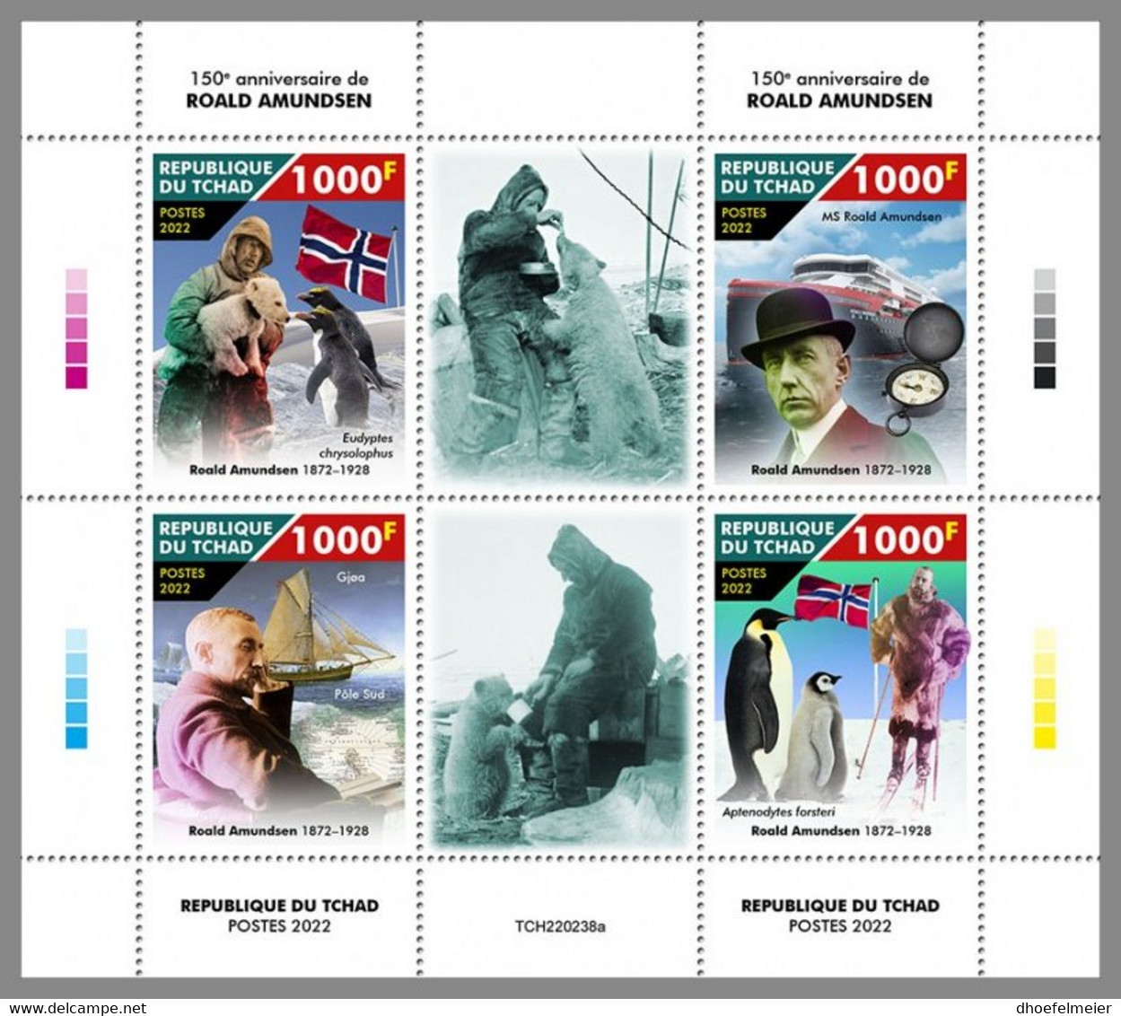 CHAD 2022 MNH Roald Amundsen M/S - OFFICIAL ISSUE - DHQ2307 - Polar Explorers & Famous People