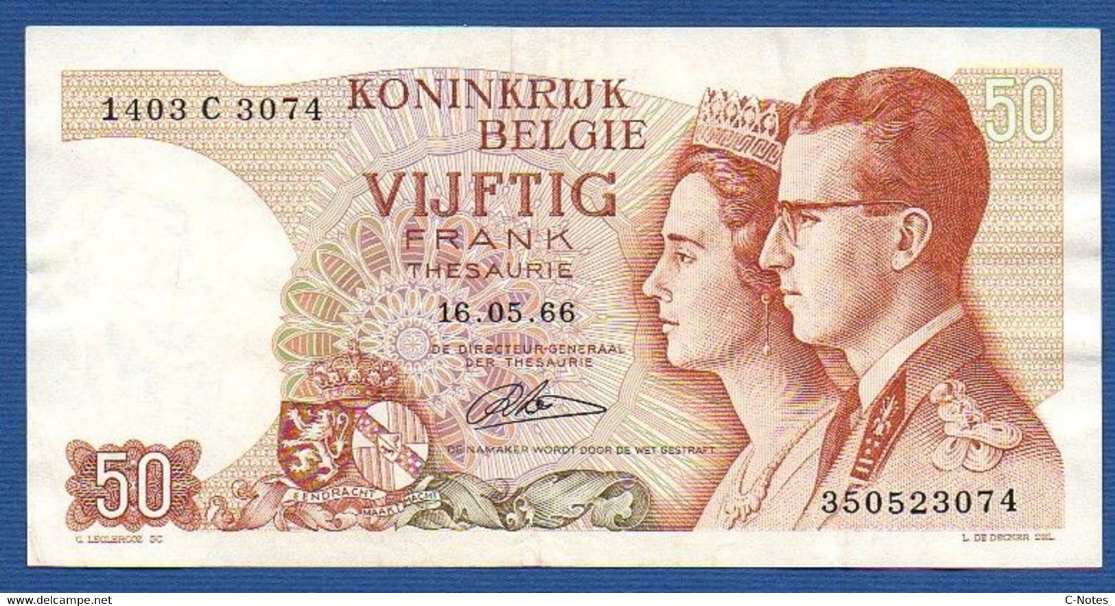 BELGIUM - P.139a(4) - 50 Francs 1966 VF/XF, Serie 1403 C 3074 - Other & Unclassified