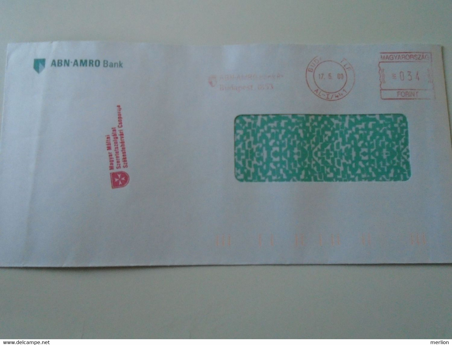 AD00012.116  Hungary Cover  -EMA Red Meter Freistempel-  Ca 2000   Budapest  ABN AMRO  Bank - Maltese Charity Service - Automaatzegels [ATM]