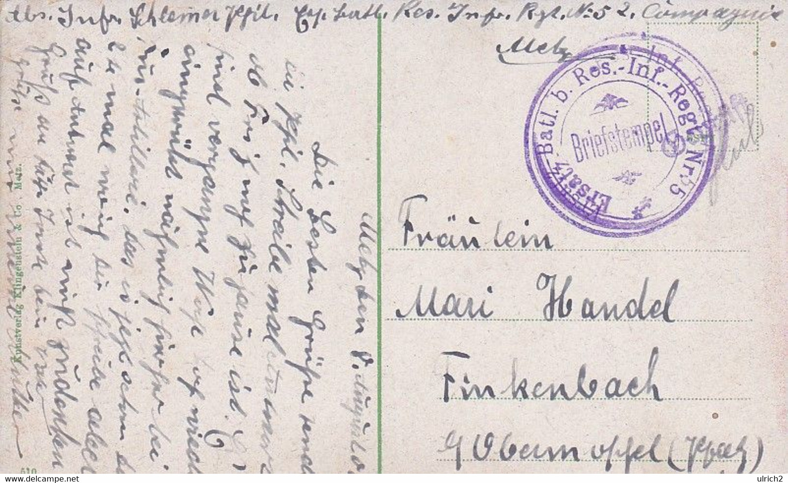 AK Metz - Denkmal Kaiser Friedrich III Und Reichsbank - Feldpost Ers. Batl. Res. Inf. Regt. 5 - 1916 (63204) - Lothringen